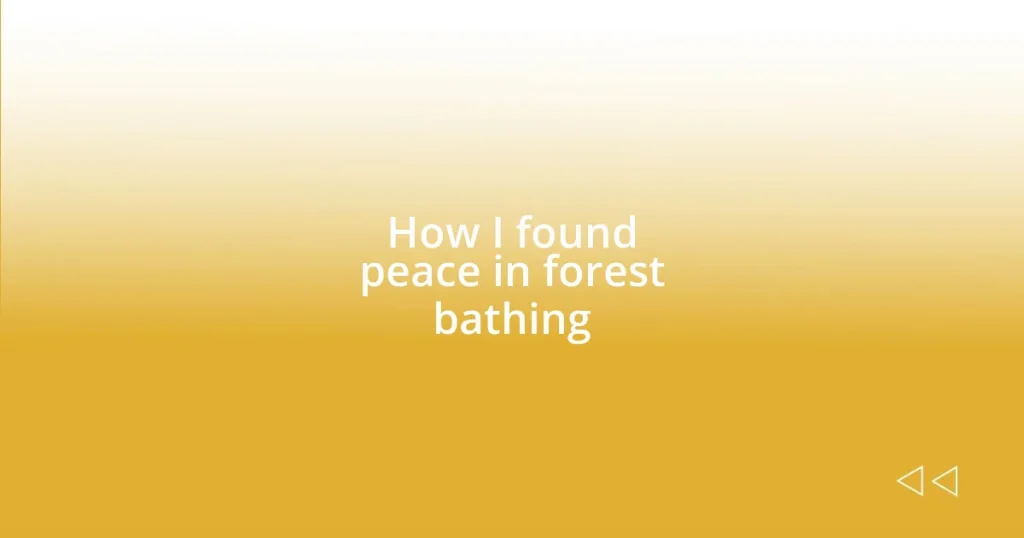 How I found peace in forest bathing