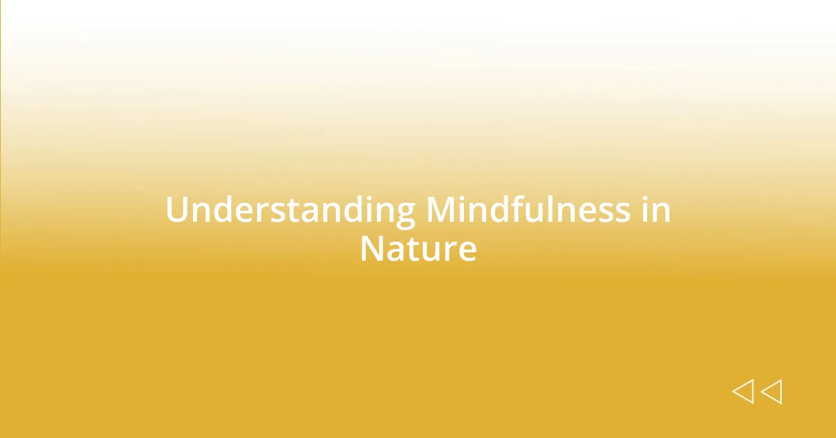 Understanding Mindfulness in Nature