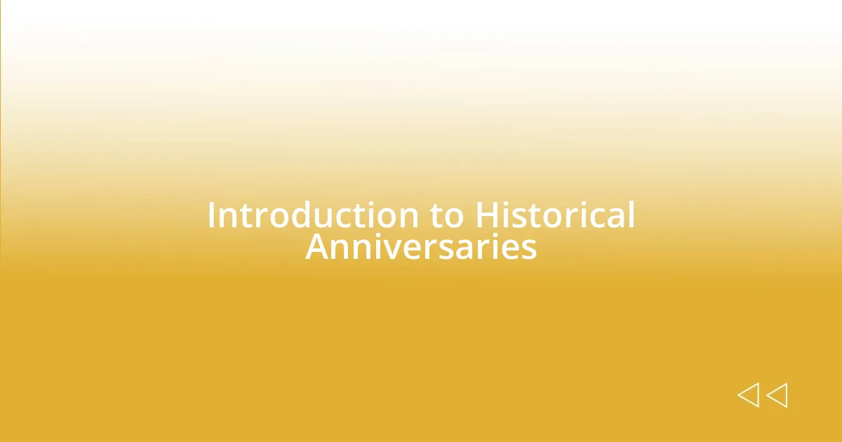 Introduction to Historical Anniversaries