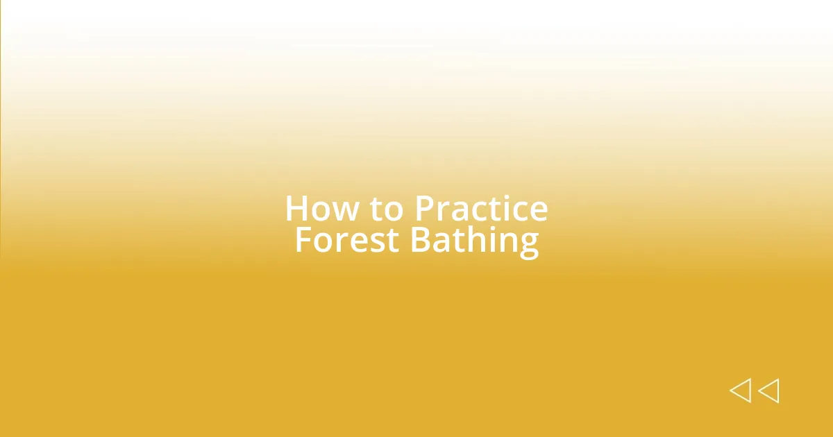 How to Practice Forest Bathing