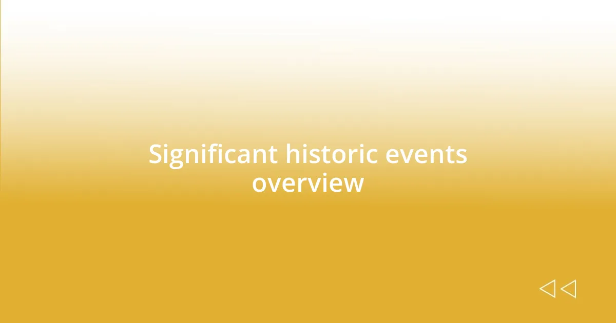 Significant historic events overview