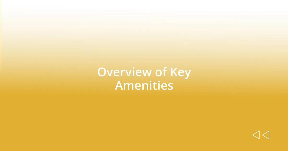 Overview of Key Amenities