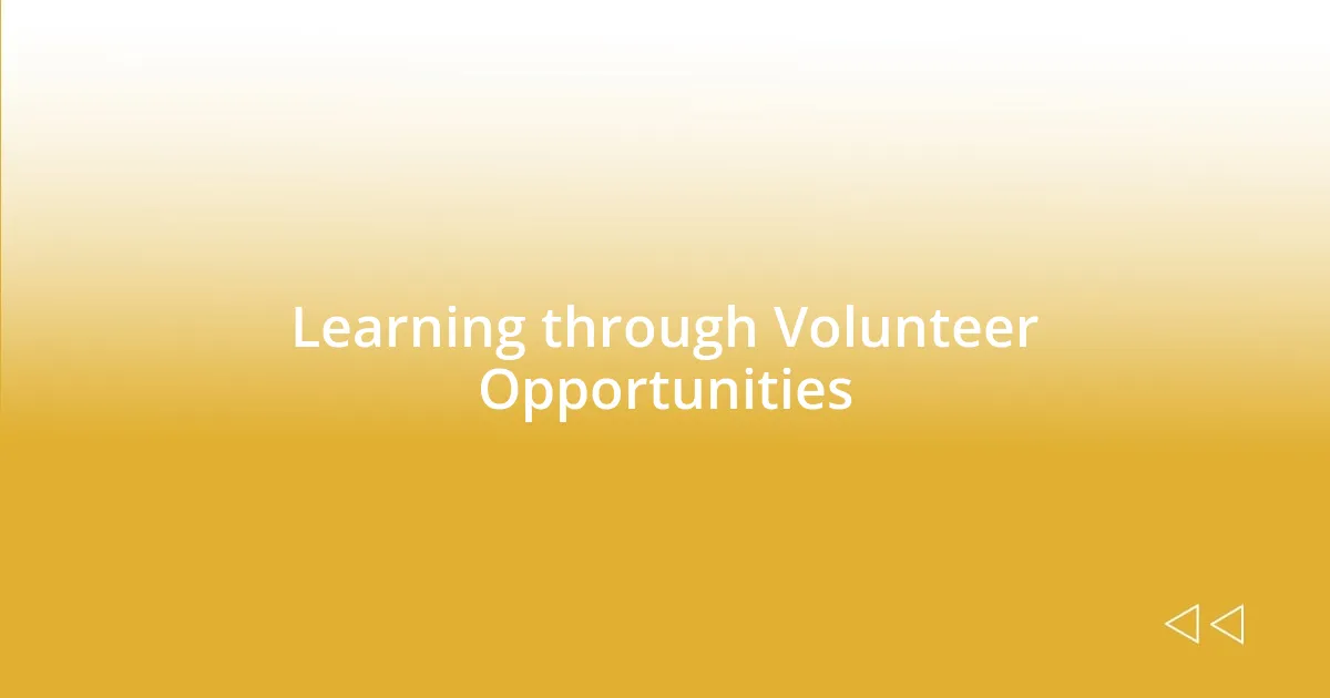 Learning through Volunteer Opportunities